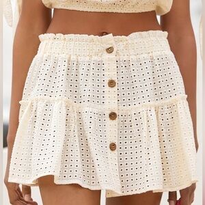 Eberjey Nellie Cotton Eyelet Mini Skirt Cover Up Size Medium
